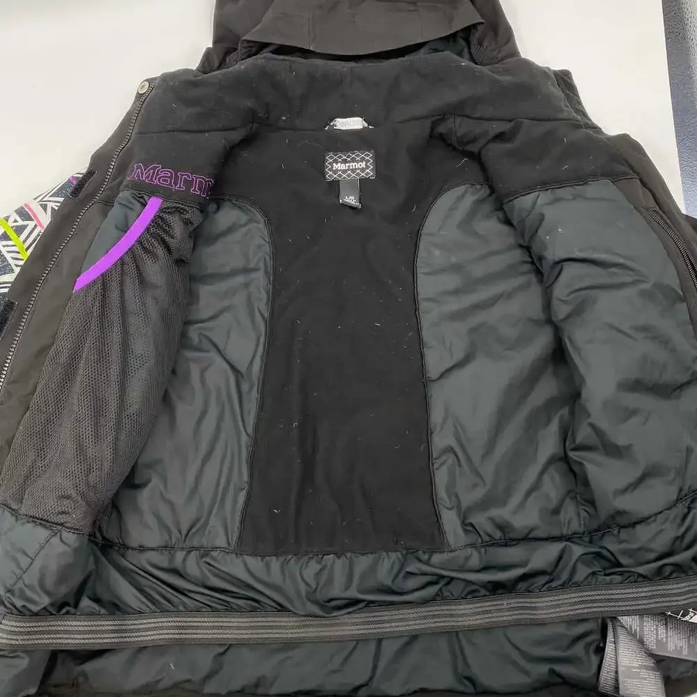 Marmot Girls Black Purple Geometric Ski Coat & Snow Pants Set | LG Regular